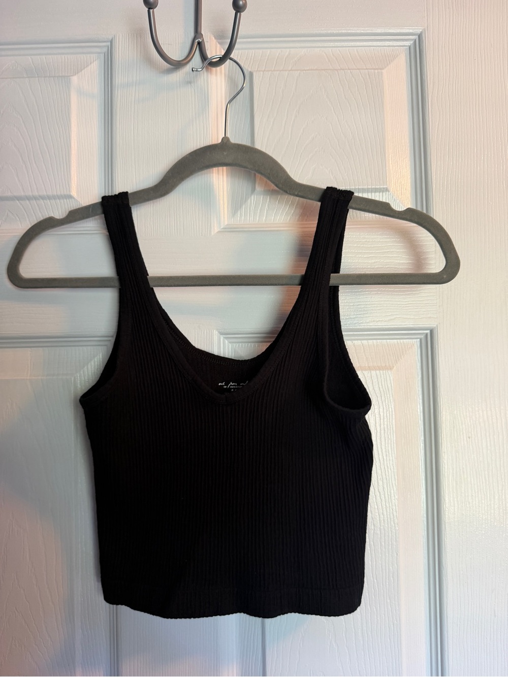 Urban Outfitters Black Ribbed Crop Tank